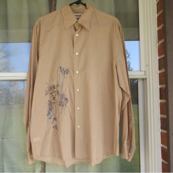 Express Tops - Express floral stitching  button down cotton shirt size L